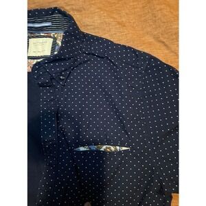 Cactusman Ricky Singh Navy Polka Dot Short Sleeve Button Down Shirt Size S